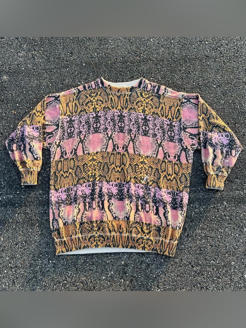 Free People Cosmos Snake Print Crewneck Sweater oversized Size XS